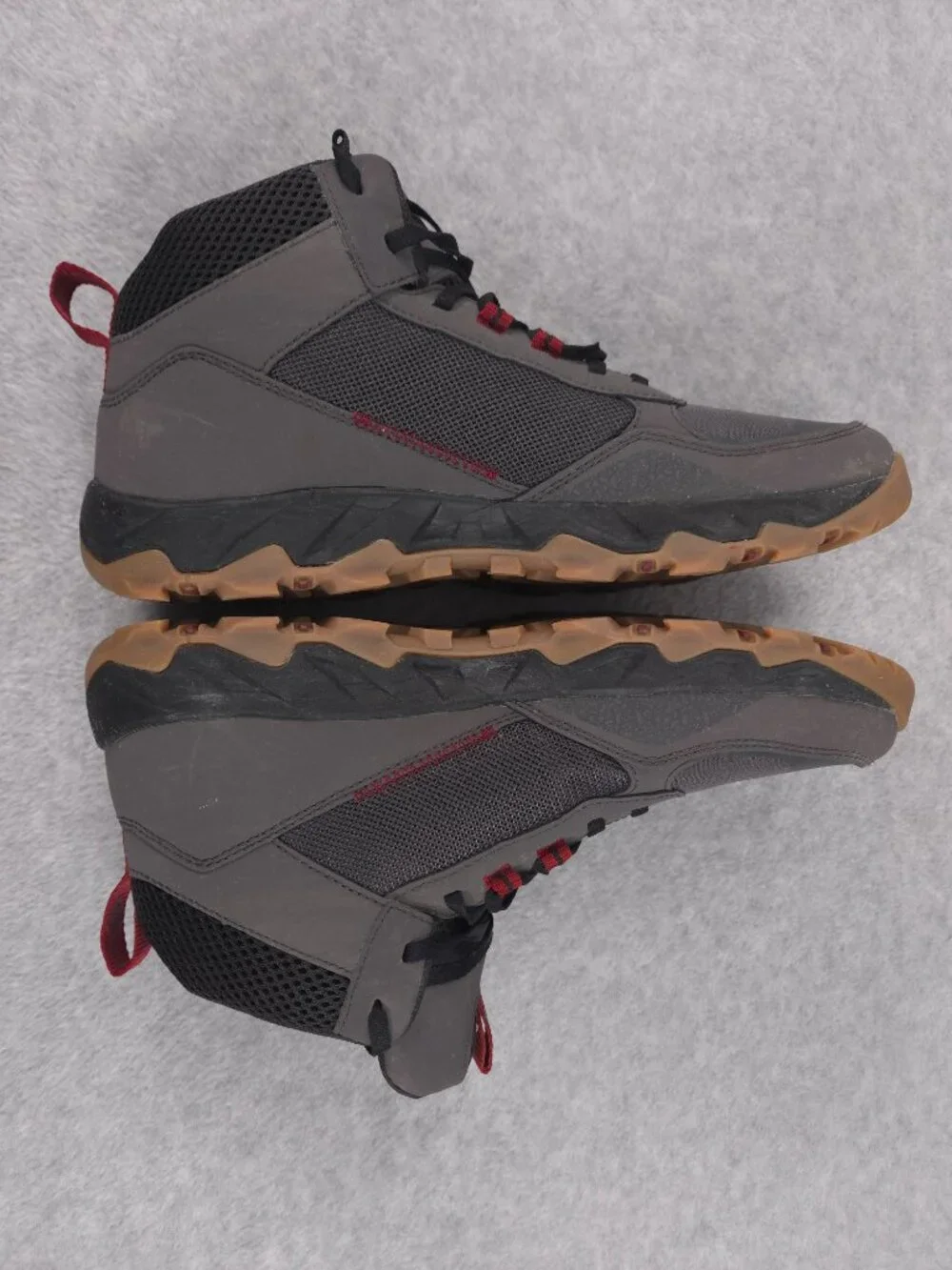 Columbia Boots Mens 10 Flow Centre Trail Hiking Shoes Mid Dark Grey Red Jasper